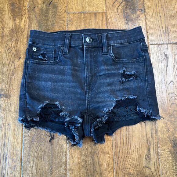 American Eagle Outfitters Pants - American Eagle Outfitters Black Shorts Hi-Rise Shortie Super Stretch Denim Sz 00